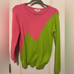 Victor Glemaud Colorblock Pink and Green Sweater